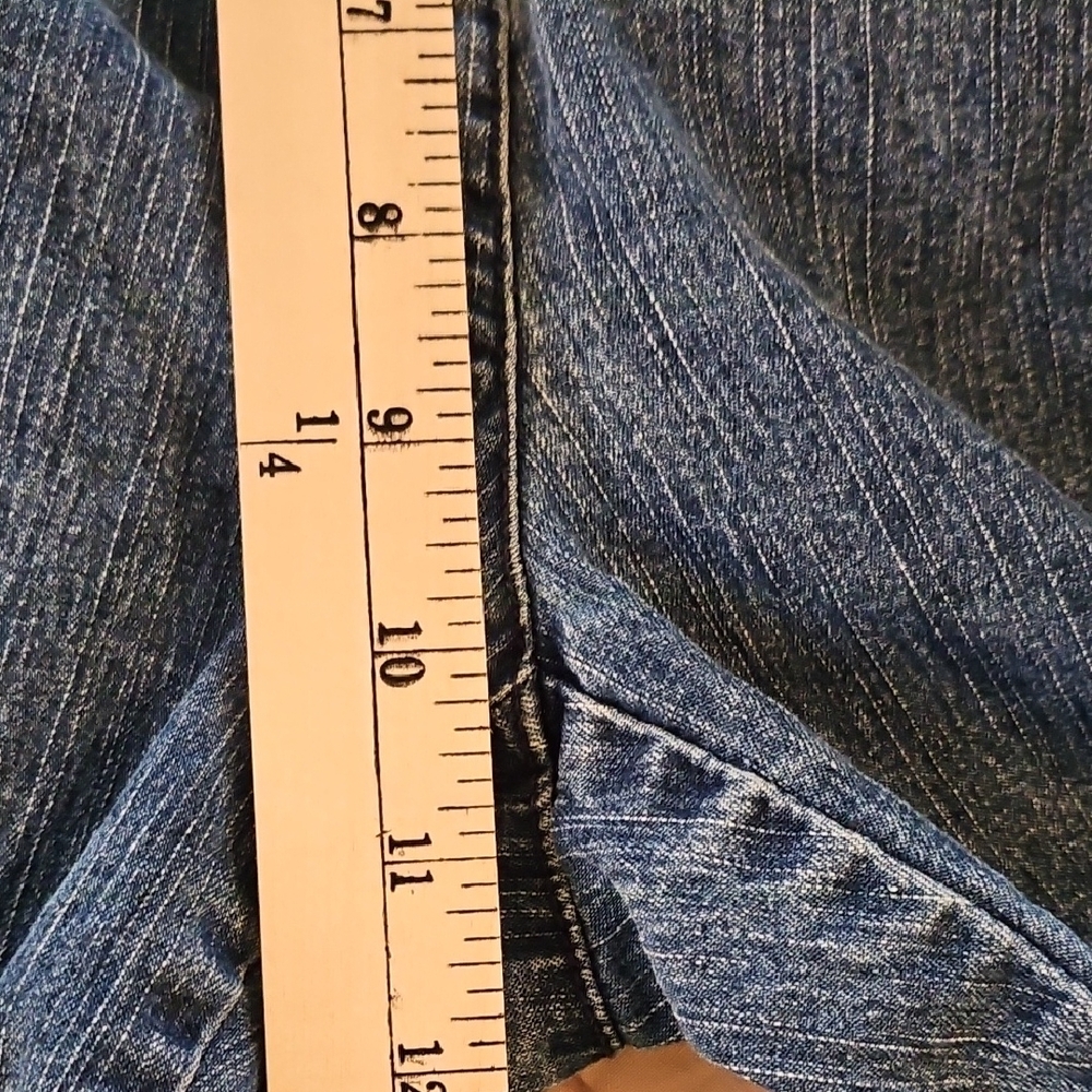Ruby Rd. Blue Denim  Capris With Decorative Stripe - Picture 4 of 8